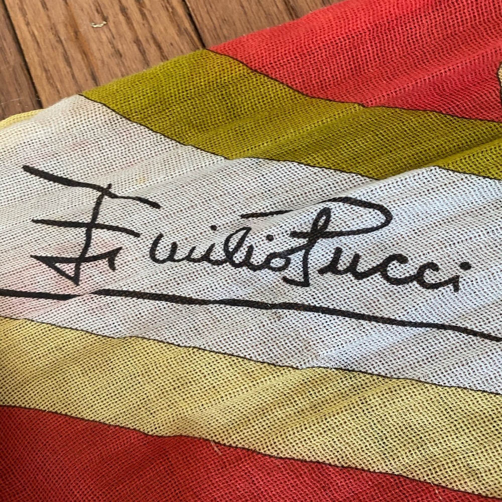 Long red orange and off white Emilio Pucci  scarf